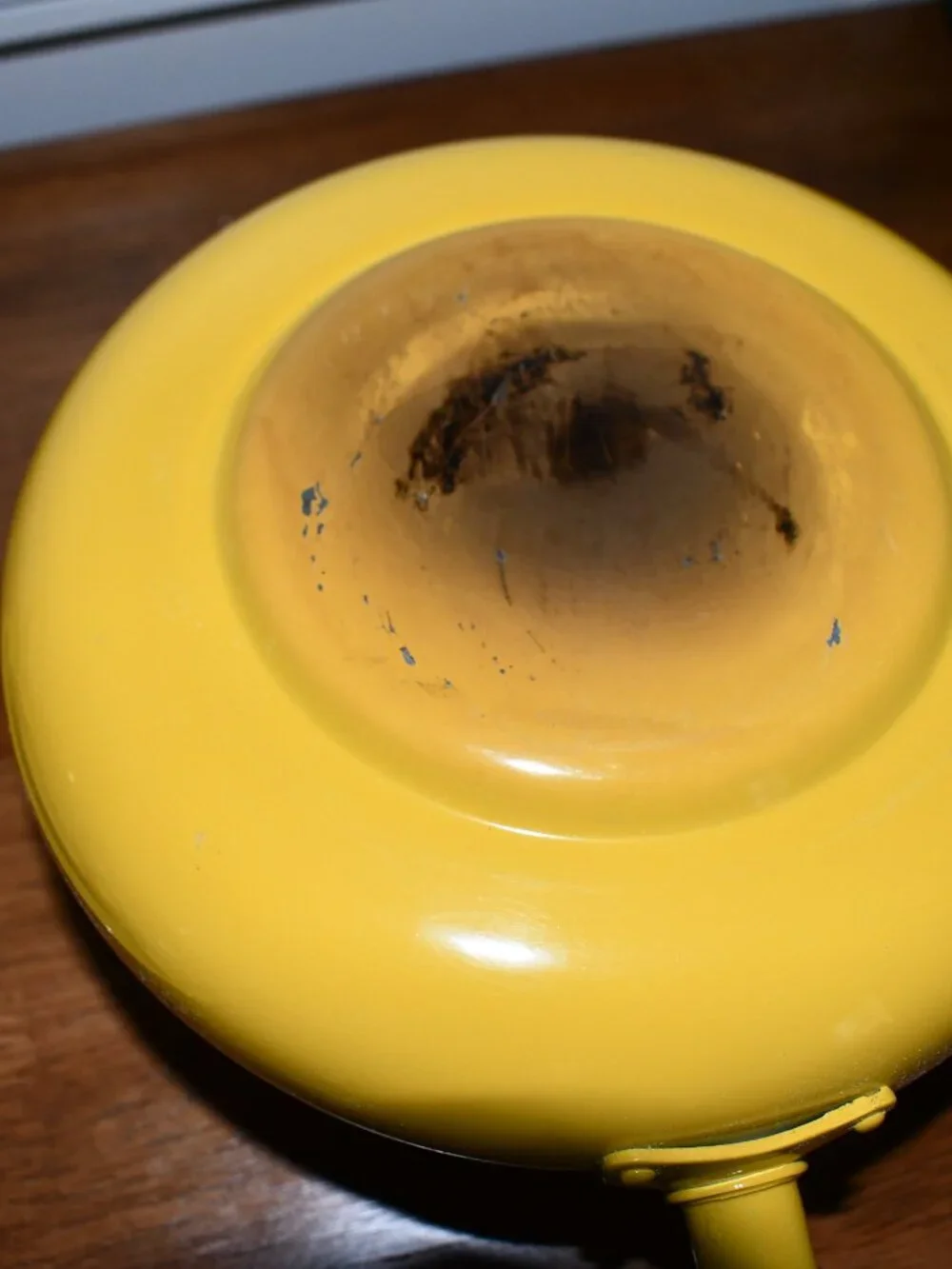 Vintage Gourmet International Yellow Fondue Pot Wood Handle Japan